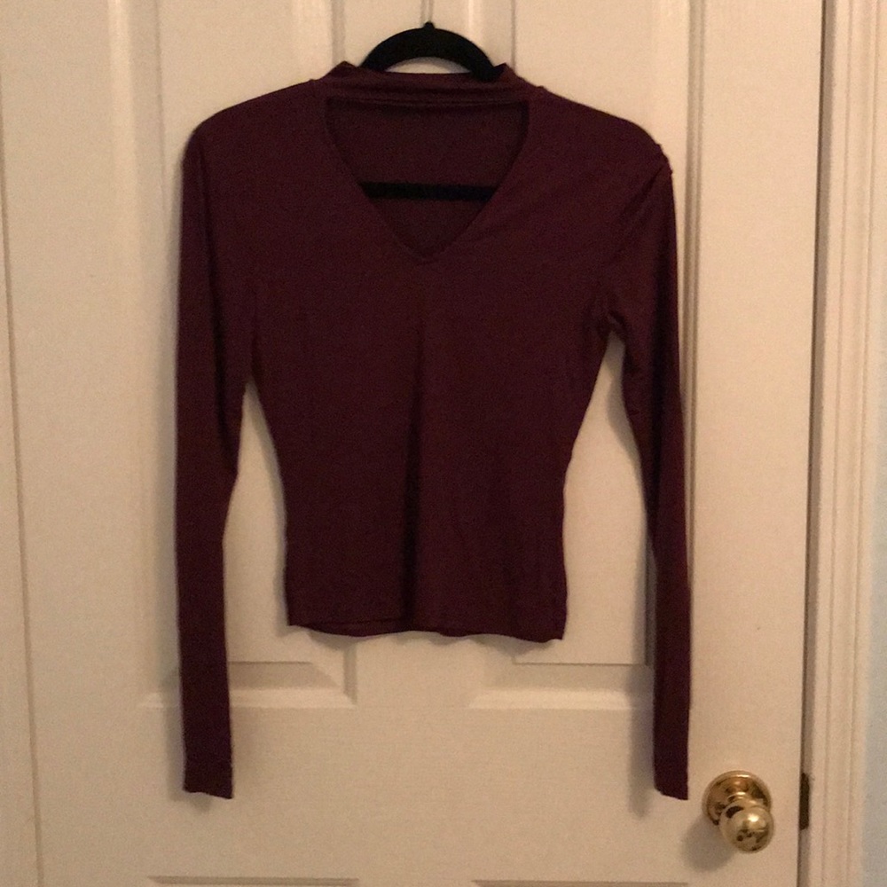 Maroon Cutout Long Sleeve